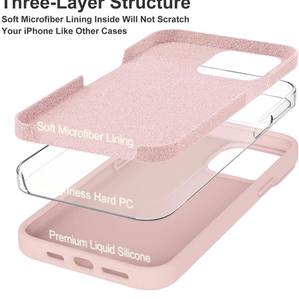 Pink iPhone 13 Pro Max Case 6.7 inch, Silicone Ultra Slim Shockproof Protective - Picture 4 of 7